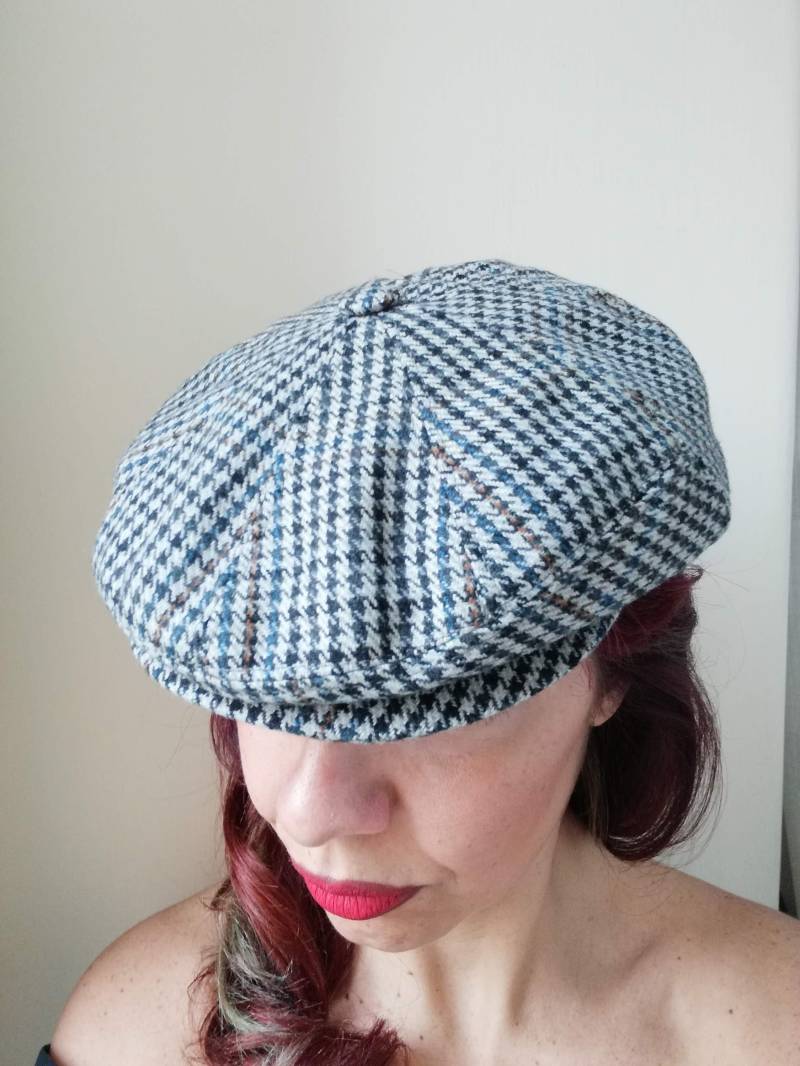 Vintage 80Er Jahre Hahnentritt Wollmütze Schiebermütze - Benet Unisex Cap von presquenew