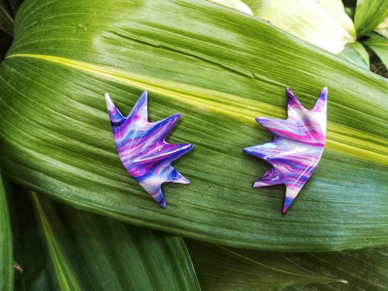 Halbstern Ohrclips Vintage 80 Jem Und Die Hologramme Lila Fans Sunburst Design Ohrringe von presquenew