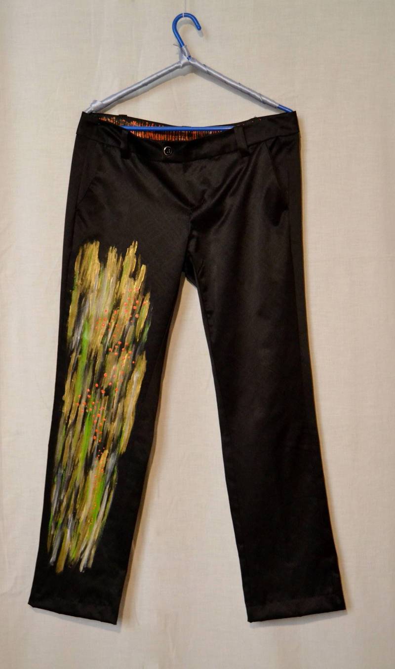 Handbemalte Schwarze Hose Abstrakte Kunst von presquenew