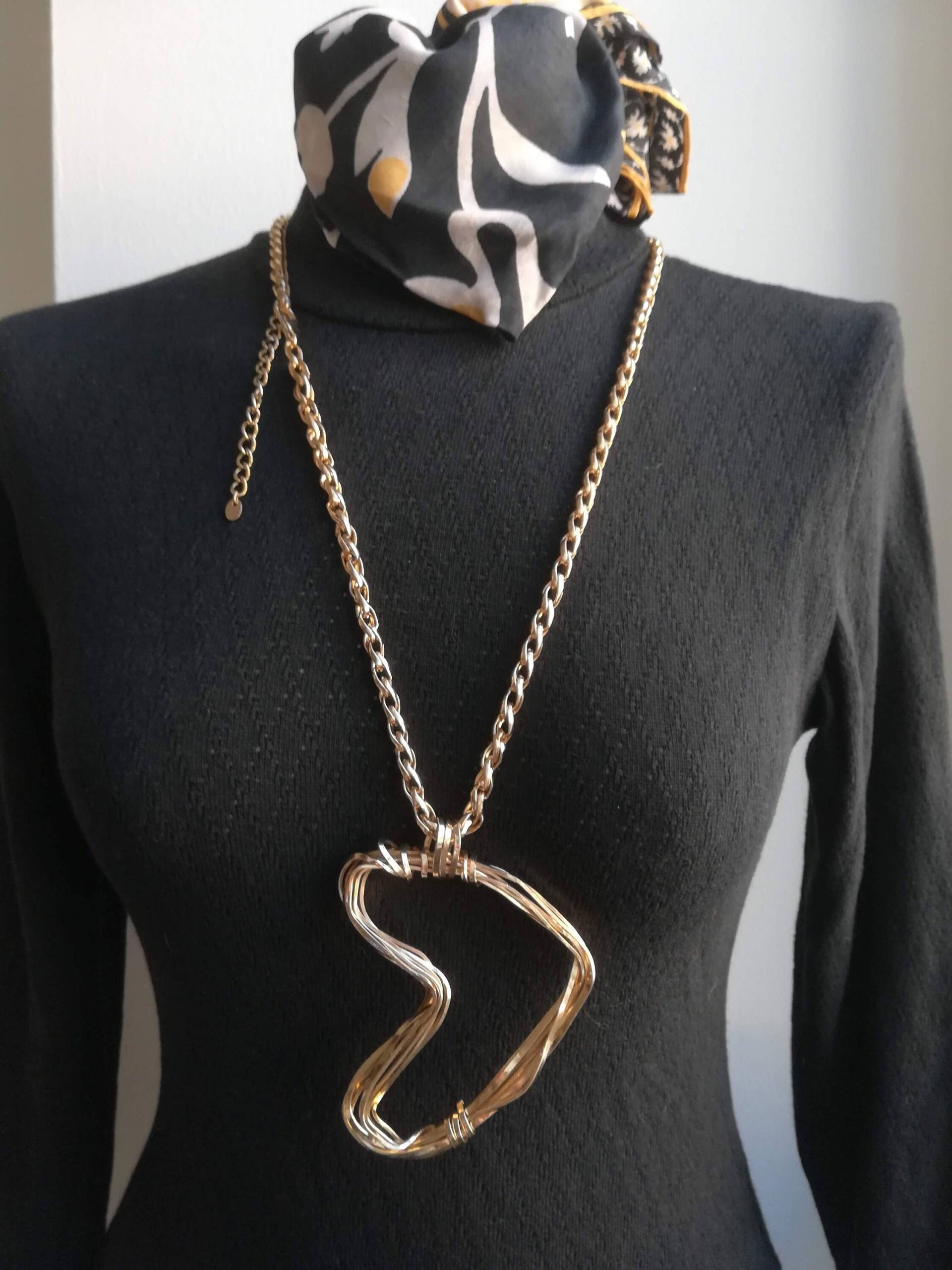Herz Kette Halskette Vintage 80 Frau Halskette Gold Ton Metall Kette Riesen Herz Verlängerung von presquenew