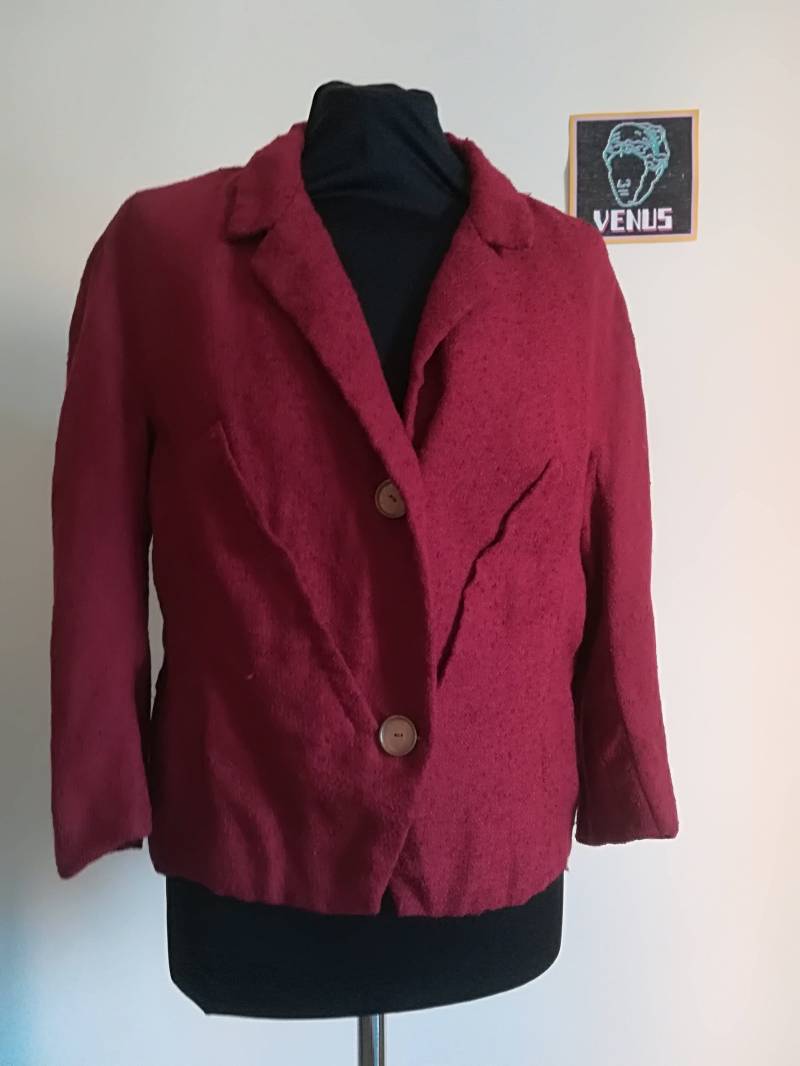 Vintage 60Er Jahre Blazer Rote Kurzjacke, 3/4 Arm von presquenew