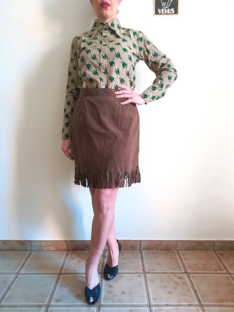 Vintage 80Er Jahre Wildleder Fransen Minirock - Made in Italy von presquenew