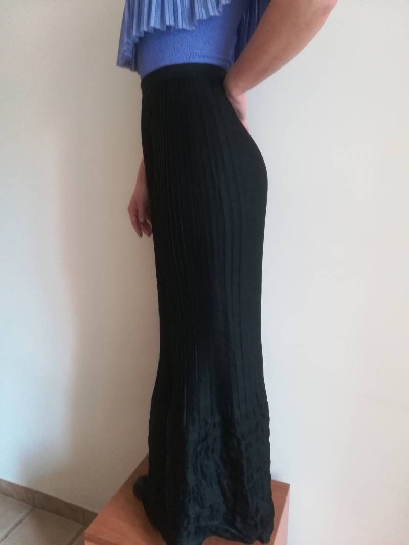 Vintage 70Er Jahre Schwarzer Faltenrock Maxi - Leporello von presquenew