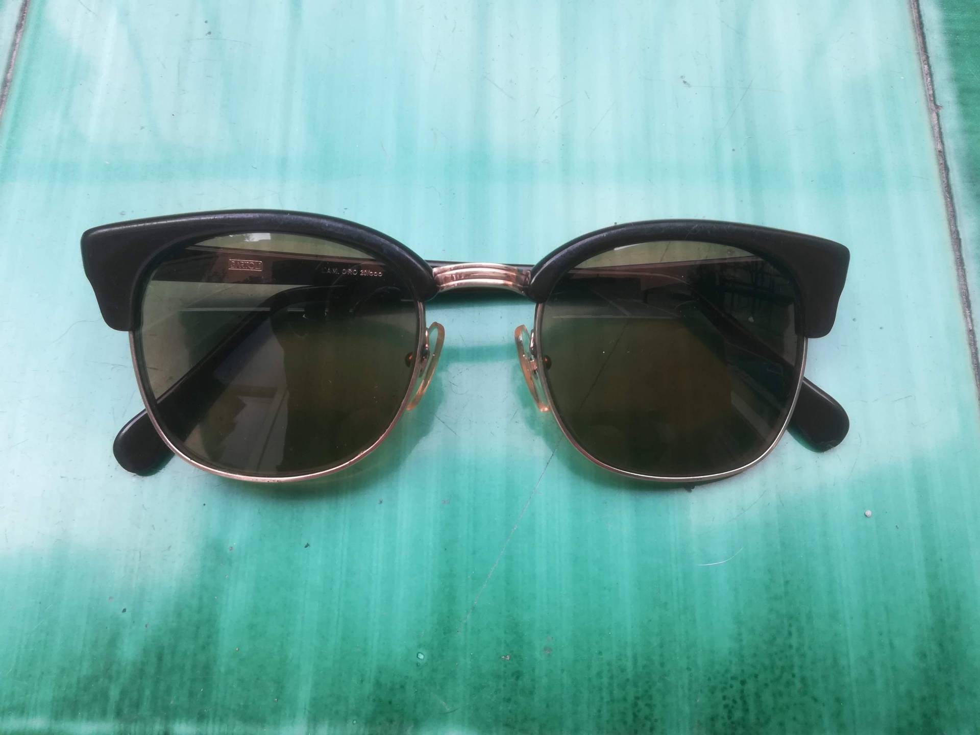 Vintage Bartoli Clubmaster Sonnenbrille Braunes Acetat Halbrahmen von presquenew