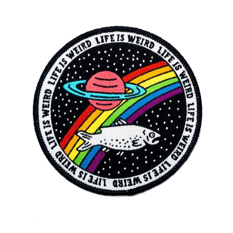 Life Is Weird Aufnäher/Patch. Fisch Aus Dem Wasser Regenbogen Space Bügelbild von prettybadco