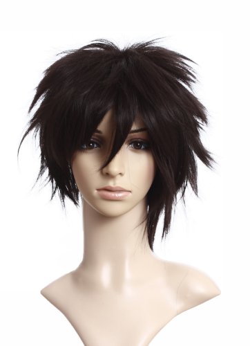 Prettyland Braun-Schwarz Kurze Perücke für Mann Damen Fransige Kurzhaar L Lawliet Cosplay Manga Anime black Wig C056 von prettyland