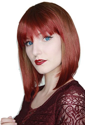 Prettyland Damen Frauen Bob-Perücke Tie-dye Glatt Kurz-Haar Gefärbt Batik Farbverlauf Wig Braun Rot C779 von prettyland