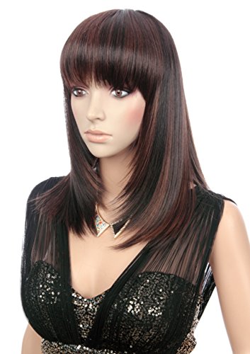Prettyland Damen Braun gesträhnt Mittellange Glatte Natürlich hitzefeste Alltag BOB Perücke Brown Wig C721 von prettyland