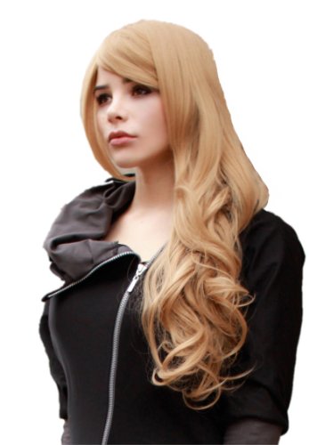 Prettyland Damen Dunkel-Blond 70cm lang langhaar-Perücke Wellen Gewellt Lockig C507 von prettyland