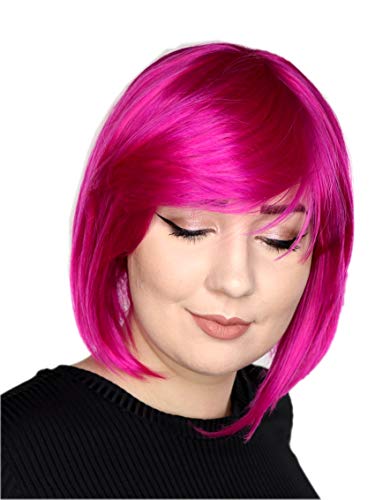 Prettyland Damen Frau Pink Rosa matte natürliche kurze BOB Frisur glatte Kurzhaar-Perücke Voll Volumen Retro Wig C089 von prettyland