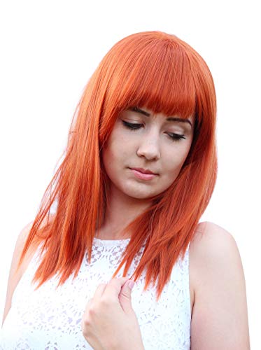 Prettyland Damen Glatte Mittel-lange Perücke Kupfer-rot Orange Gestuft Nami Wig C1297 von prettyland