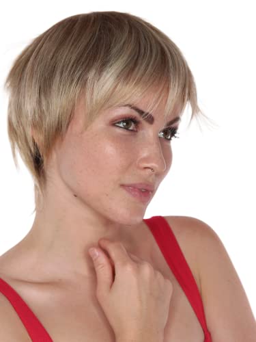 Prettyland Damen Herren Kurze Pixie Kurzhaar-Perücke Stufenschnitt Bob Wig Ombre Strähnen Blond-braun C672 von prettyland