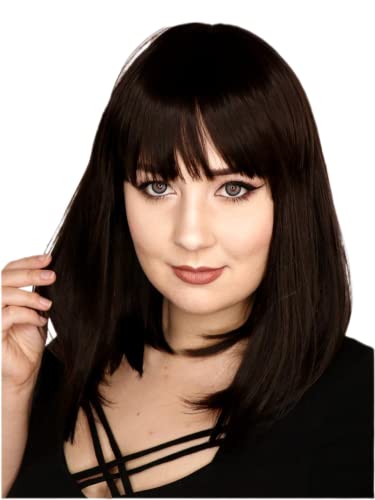 Prettyland Damen Schwarz Mittellange glatte Matte wie Echt-Haar Statikfreie Perücke Bob Pony black Wig C969 von prettyland