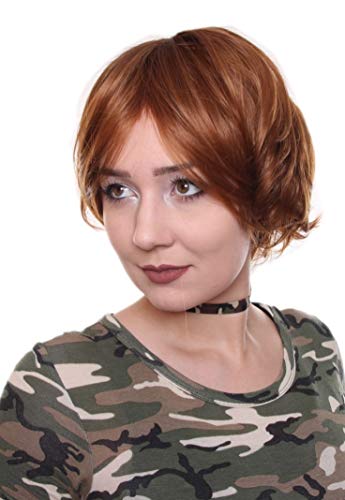 Prettyland Damen braun kurze gewellte leicht gelockt Locke BOB C1167 von prettyland