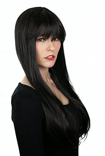 Prettyland Damen lange Perücke Pony Glatt 75cm lange Haare Schwarz black wig C864 von prettyland