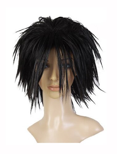 Prettyland Death Note L Ryuuzaki Schwarz Spiky Kurz Mittel-lang fransig Cosplay Perücke Wig C744 von prettyland