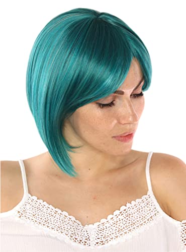 Prettyland Damen Grün Unisex Kurzhaar Manga Anime Perücke Bob Glatte Midori Kasugano Midori No Hibi short green Wig C1460 von prettyland