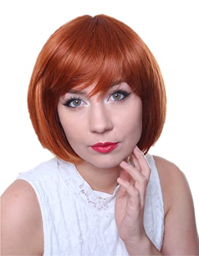 Prettyland Damen Kupfer-rot Orange Kurz-haar Bob Glatte Manga Anime Kurze Alltag-Perücke Wig C531 von prettyland