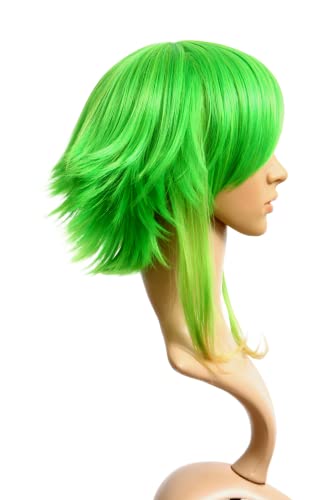 Prettyland Damen Herren Grüne Kurzhaar-Perücke Mittellang Glatte Kurze Perücke Vocaloid Gumi Anime Cosplay Wig C251 von prettyland