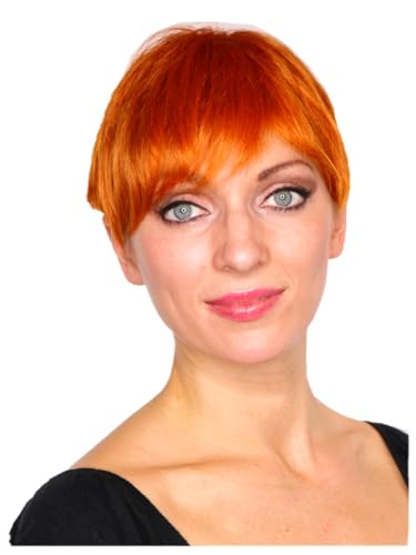 Prettyland Damen Herren kupfer-orange Rot-Orange Kurzhaar-Perücke Stufen-Schnitt Glatt Pixie kurz Wig C643 von prettyland