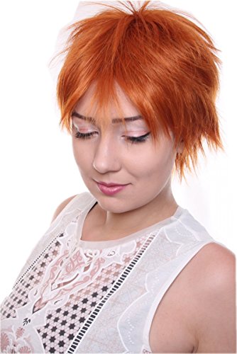 Prettyland Rot-Orange kupfer-orange copper Kurze Perücke Kurzhaar Pixie Fransig Manga Anime Damen Herren Wig C1419 von prettyland