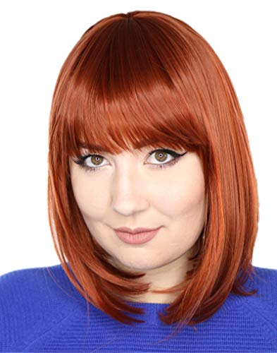 Prettyland Rot-Orange kupferrot Rot Bob Mittellange Kurze Natürlich Matte Glatte Statikfreie Perücke Anemie red orange Short Wig C1450 von prettyland