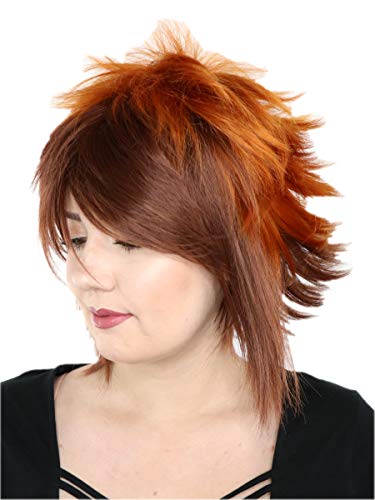 Prettyland Yu-Gi-Oh! GX Jaden Yuki 2-farbige braun rot-orange kurze glatte Cosplay Perücke Wig C475 von prettyland