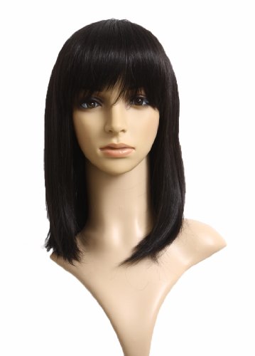 Prettyland Damen natürlich Schwarz Mittellange Glatte Matte wie Echthaar Alltag Damen Frau Bob Perücke black Wig C275 von prettyland