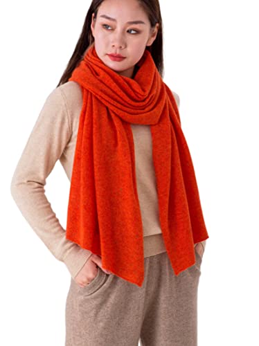 Prettystern 100% Kaschmir-Wolle 200cm Langer Damenschal Strick-Schal Winter Herbst Stola Mix Orange von Prettystern