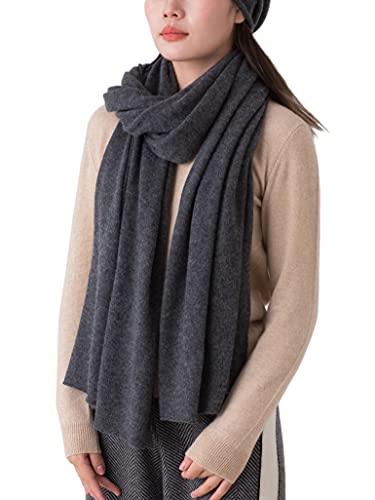 Prettystern Kaschmir-Schal 200cm extra lang Damen Herren Strickschal Winter Stola - Anthrazit (dunkel Grau) von Prettystern