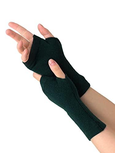 Prettystern 100% Kaschmir Pulswärmer Halbhandschuhe Hand-Stulpen Damen Fingerlose Handschuhe dunkel-grün von Prettystern