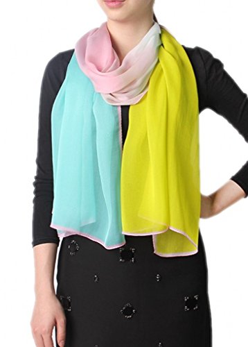 prettystern - 180CM X 65cm Farbenspiel farbverlauf erfrischend leicht Chiffon Stola aus reiner Seide - Regenbogen D von prettystern