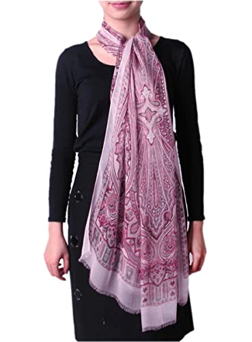 prettystern 180cm Langer Chiffon Seidenschal Halstuch - Paisley Lila-Rosa von prettystern