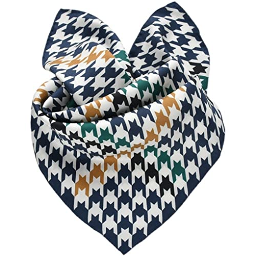 Prettystern 65cm handrolliertes Seidentuch Kopftuch Seidenschal mit Hahnentrittmuster Damen Herren 06 blau grün von Prettystern