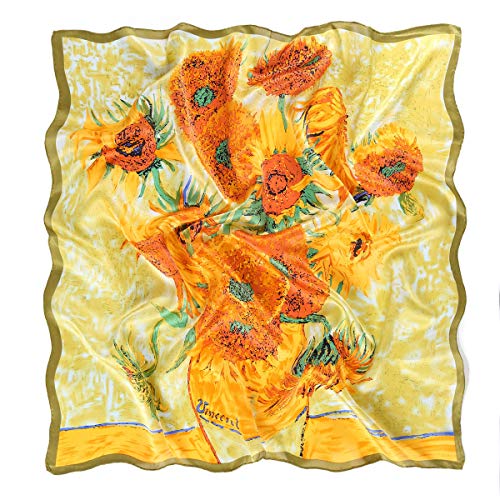 Prettystern 90cm groß Seiden-Tuch bunt Kunstdruck Silk Shawl van Gogh vierzehn sonnenblumen in einer vase P723 von Prettystern