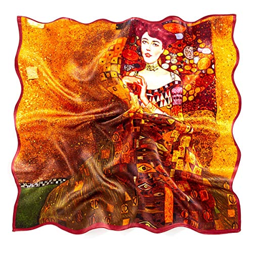 Prettystern Damen Seidenhalstuch Bandana Nicktuch aus 100% Seide Malerei Kunst-Motiv Gustav Klimt Porträt Adele Bloch-bauer P260 von Prettystern