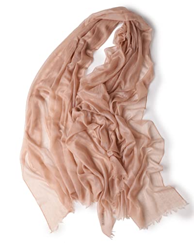 Prettystern Damen 100% Sommer Kaschmir-Schal leicht Ring Pashmina Schal für Abendkleid Schulter-Tuch XL feine Cashmere hellbraun von Prettystern