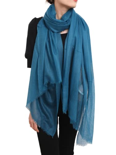 Prettystern Damen 100% Kaschmir-Wolle leicht Ring Pashmina-Schal Abendkleid Schulter-Tuch XL feine Cashmere 15. TürkisBlau von Prettystern