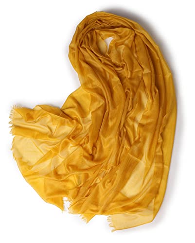 Prettystern Damen 100% Sommer Kaschmir-Schal leicht Ring Pashmina Schal für Abendkleid Schulter-Tuch XL feine Cashmere senf-gelb von Prettystern