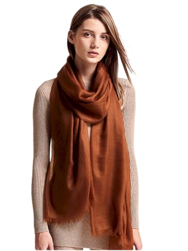 Prettystern Damen 100% Kaschmir-Stola leicht Ring Pashmina-Schal Abendkleid Kaschmir Scarf XL hauchdünne Cashmere 19. rot Braun von Prettystern