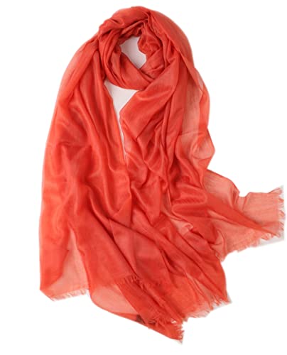 Prettystern Frau 100% Kaschmir-Stola leicht Ring Pashmina-Schal Abendkleid Schulter-Tuch XL hauchdünne Cashmere 24. orange-rot von Prettystern