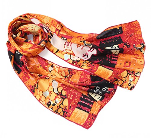 Prettystern Damen bunter Seidenschal - Gustav Klimt Jugendstil Kunstmotiv - eleganter Schal aus 100% Seide P444 Adele Bloch-Bauer von Prettystern
