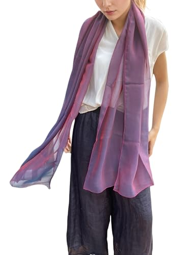 Prettystern Damen Herren festlich 200cm XL Seidenschal Chiffon Seidentaft 100% Seiden-Stola für Abendkleid Schultertuch weinrot schwarz von Prettystern