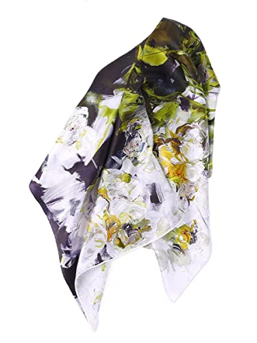 Prettystern Damen 65cm Seide Halstuch quadratisches Bandana bunte Öl-Malerei Kunst-Druck Seidenschal - 032 von Prettystern