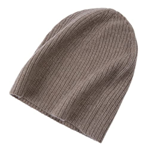 Prettystern Damen Herren 100% Kaschmir-Wolle Casual lässig Beanie Strick-Mütze Taupe Braun von Prettystern