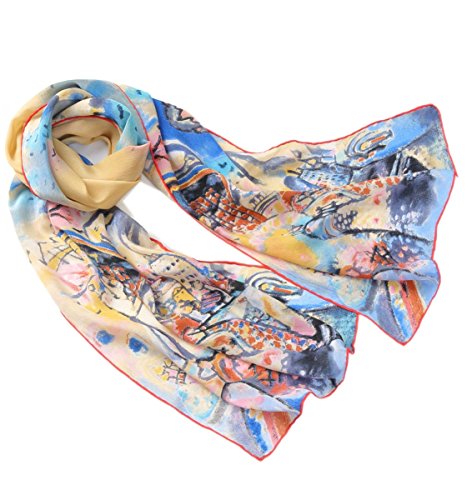 Prettystern Damen Langer Seidenschal 160cm Kunstdrucke Handgerollt Wassily Kandinsky - Roter Platz in Moskau P814 von Prettystern