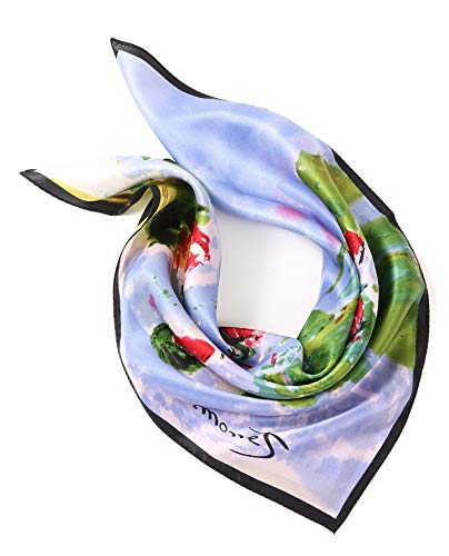 Prettystern Damen Seide Bandana Claude Monet Nickituch Seiden-Halstuch P851 Seerosen Wasserlilien von Prettystern