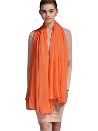 Prettystern Damen XXL Seidenschal Seidentuch einfarbig Seide festlich Stola für Abendkleid Unifarbe Sarong Pareo Schultertuch A13 Orange von Prettystern