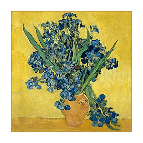 Prettystern Damentuch schwer Seiden-Twill gelb gold blau Seiden-Tuch 90cm quadratisch van Gogh Schwertlilien in Vase P767 von Prettystern