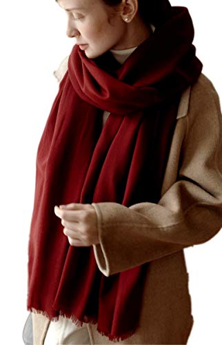 Prettystern Extra Großer Damen Stola fein weich XXL Pashmina-Schal 100% Wolle Umschalgtuch Schulter-Tuch Wollschal - Dunkel-Rot von Prettystern